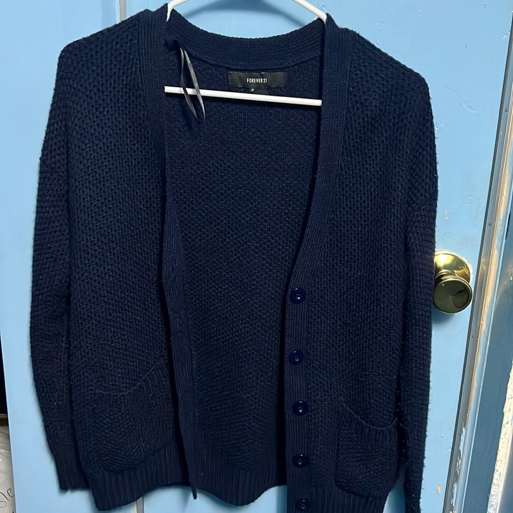 Knit Navy Button Down Cardigan